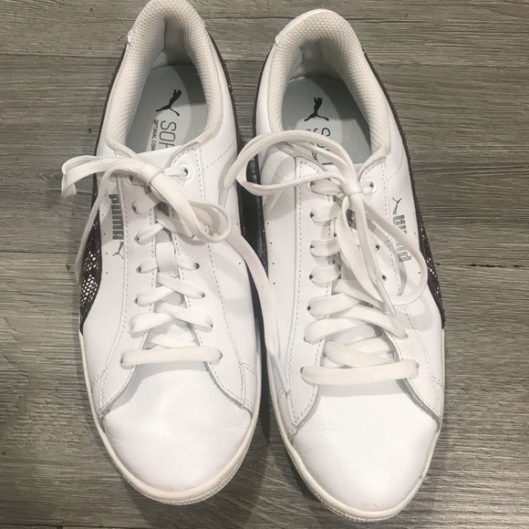 PUMA White Leather Classics w/animal print details - Picture 2 of 9